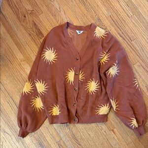 Ascot & Hart, M, Sunburst Patterned Brown Sweater